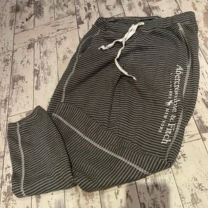 Abercrombie and Fitch Grey Striped Drawstring Sweatpants Women.
